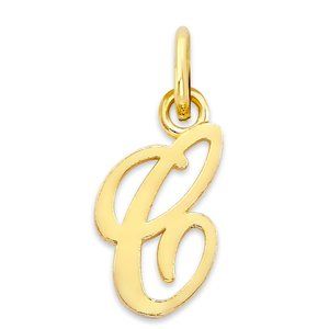 10K Gold Script Letter "C" Initial Pendant – Elegant Personalized Jewelry